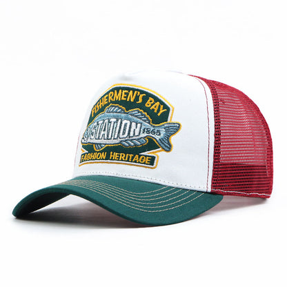 "fishermen's Bay" Vintage Embroidered Retro Mesh Cap