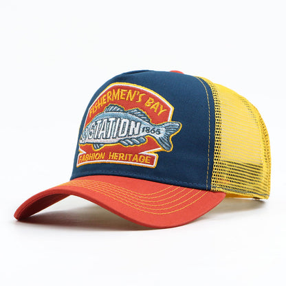 "fishermen's Bay" Vintage Embroidered Retro Mesh Cap