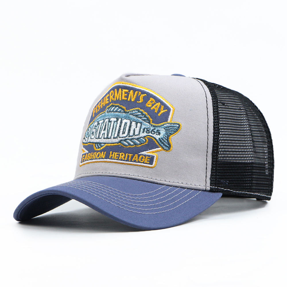 "fishermen's Bay" Vintage Embroidered Retro Mesh Cap