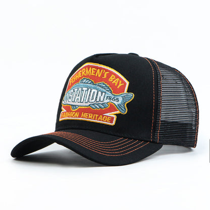 "fishermen's Bay" Vintage Embroidered Retro Mesh Cap